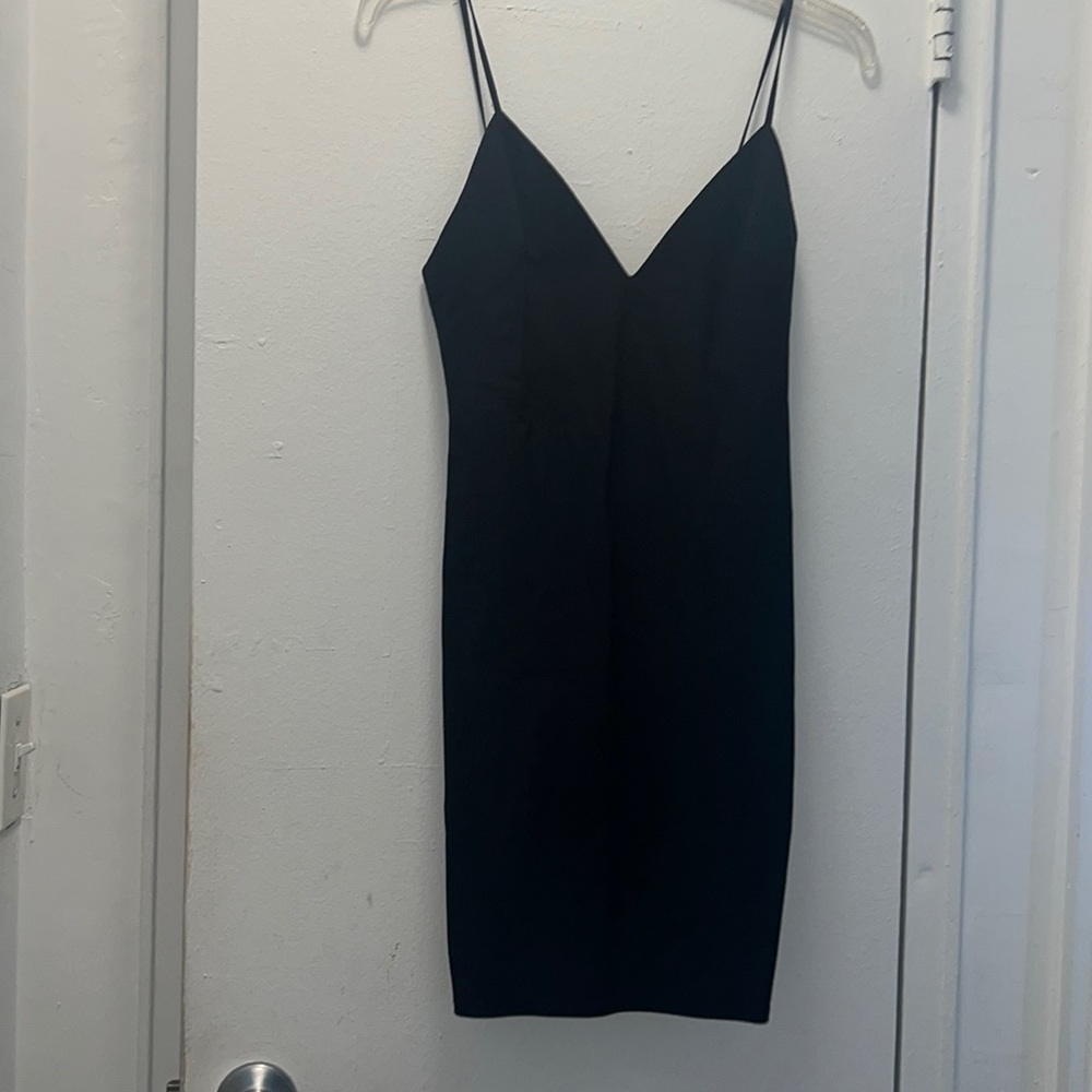 Alexander Wang black stretch spaghetti strap mini dress